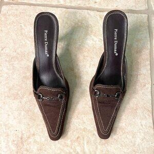 Pierre Dumas Brown Suede Women's Mules-Size 7.5 M